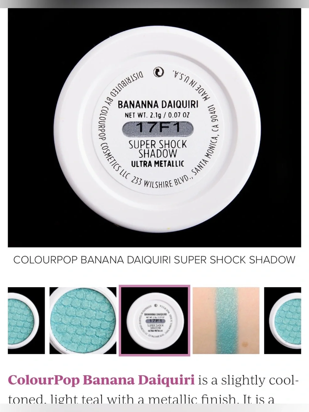 🆕🍌 BRAND NEW Colourpop Supershock Eyeshadow in Banana Daiquiri - RARE